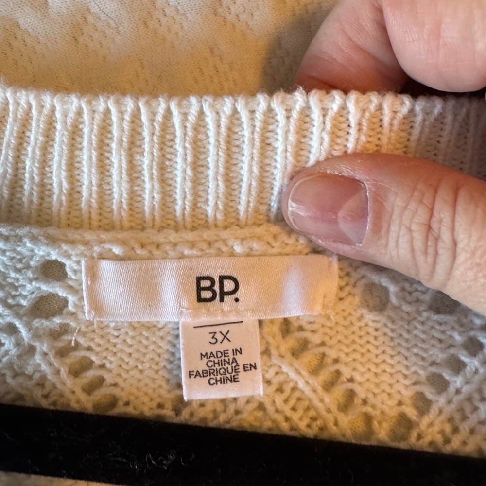 BP Pointelle V-Neck Cardigan 3X Cream - Picture 6 of 7